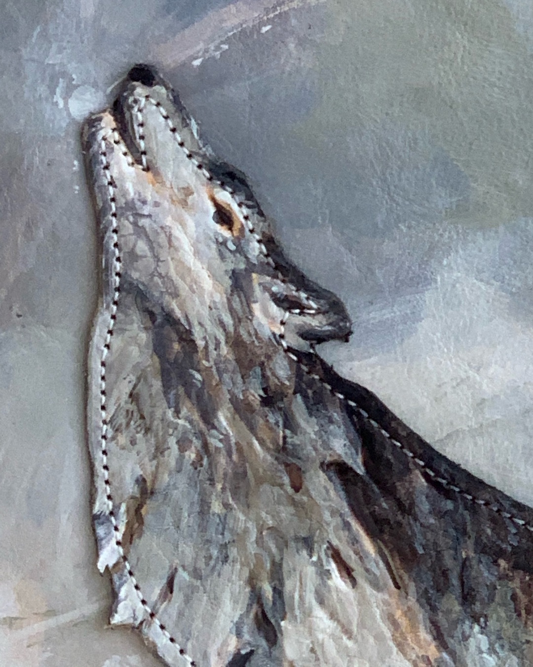 Wolf on custom leather pillow